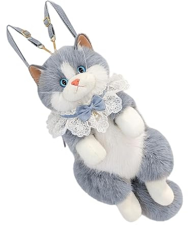 Bolso De Felpa De Dibujos Animados - Hombro De Felina, Mochila, Forma De Gato Esponjoso, Monedero Informal | Accesorio de viaje elegante para damas, esposas, madres, estudiantes universitarios, p