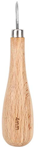 Alène losange manche en bois poinçon à gratter manche en hêtre poinçon diamant poinçon gourde forme en cuir poinçon outil en cuir poinçon(4 mm)