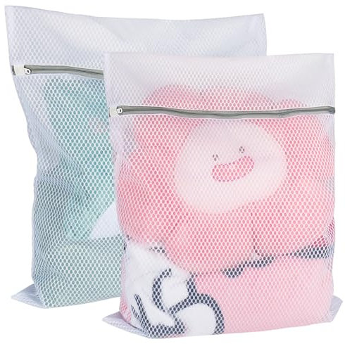 Vivifying XL Large Mesh Laundry Bags, 2 Pack, 20 x 24 Inch Wash Bags, White