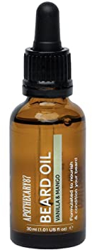 Apothecary 87 Beard Oil | Vanilla & Mango Fragrance | Premium Formulation With Plant Extracts | Beard Conditioner, Nourishes, Softens and Moisturises, Reduces Irritation | 30ml