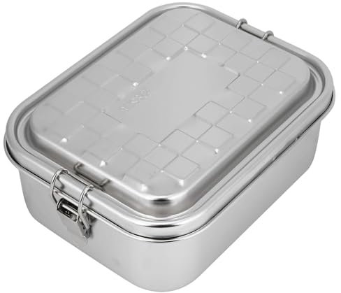 Contenitore per il pranzo in acciaio inossidabile, contenitori per alimenti a strato singolo Contenitore per alimenti in metallo a tenuta stagna con contenitore per il pranzo con coperchio(1400ml)