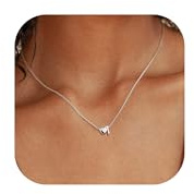 Chriscoco Collar Plata de Ley 925 Mujer Niña Colgantes Iniciales T Corazón Cadenas de Plata Inicial Regalo Día de la Madre - Con Caja de Joyería