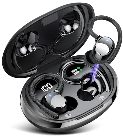 QXQ Auriculares Inalambricos Deportivos, 60H Cascos Bluetooth 5.3 HiFi Estéreo con 4HD Micro y Cancelacion Ruido ENC, Auriculares Inalambricos Bluetooth con Dual LED Pantalla, IP7 Impermeable, Negro