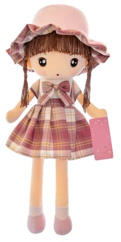 JAWSEU Poupée de Chiffon Fille Mignon Jouet en Peluche Bébé Douce Poupée Princesse Chapeau Et Vêtements Chiffon Doudou Jouets en Peluche de Dessin Animé Cadeau Fille pour Anniversaire Baptême Noël