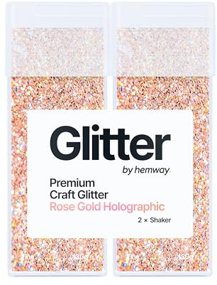 Hemway Craft Glitter Shaker Rose Gold Holographic 130g x2 Pack Fine