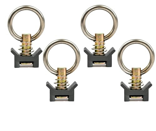 VanEssential Venture L-Track Spring Loaded Adjustable Tie Down Ring - Gray - 4 pcs
