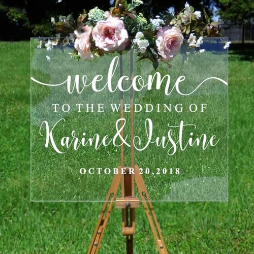 Personalisiertes Willkommensschild For Den Eintritt Zu Unserer Hochzeit, Individuelle Namen Und Datum, Vinyl-Aufkleber For Spiegel, Hochzeitsdekoration, Individuelle Willkommens-Hochzeitsschilder