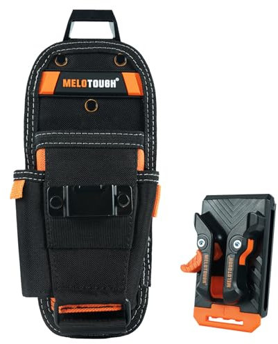 MELOTOUGH Kleine Werkzeugtasche mit Schnellverschluss-Gürtelclip, Clip-On-Werkzeug-Gürteltasche mit Elektriker-Maßband, Mini-Arbeits-Organizer, Werkzeugholster und Messer-Werkzeughalter (Orange)