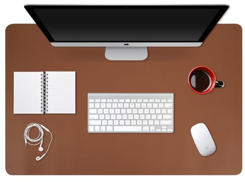 PRO Schreibtischunterlage aus Leder & Wildleder | Rutschfeste XXL Büro-Unterlage (60x40cm) | Multifunktionales Mauspad mit Schreibtischschutz für Home-Office & Laptop-Arbeit | Elegantes Braun