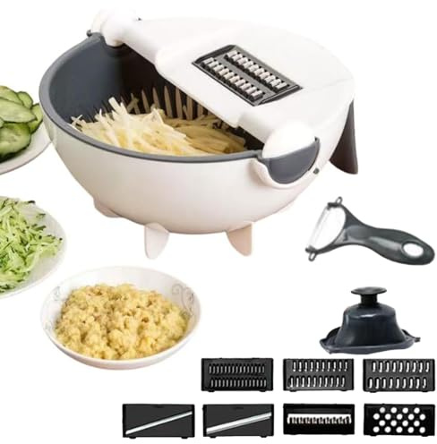 Affettaverdure – Utensile da cucina – Tagliaverdure multifunzione con scolapiatti per patate, cipolle, cetrioli, formaggio, cucina, ristorante, preparazione dei pasti insalata