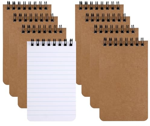 Maxmoc Spirale Notizblöcke,8 Stück Mini Notizblöcke A7,Bunt Notizblöckes Klein,Notizblöckes Liniert mit Spiralbindung für Memos Büro Schule Zuhause (Kraftpapier)