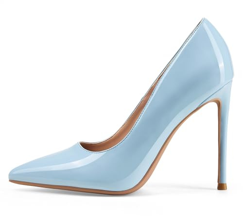 GENSHUO Tacco 10 Stiletti Punta MOD.6930 – Matrimonio, Serate, Blu, 38 EU