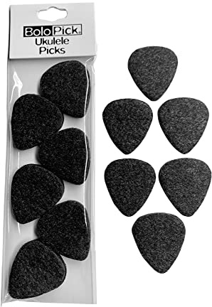BoloPick Ukulele Picks, 12 Pack, Black, Original Recipe Felt