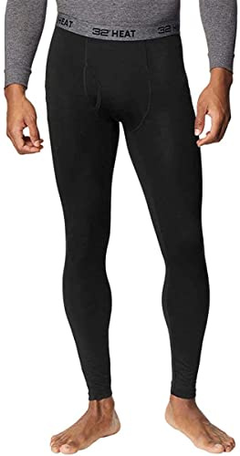 32 Degrees Mens 2 Pack Heat Performance Thermal Baselayer Pant Leggings, Black/Black, S