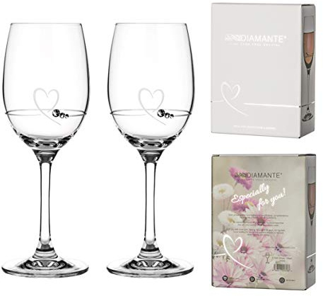 Petit Heart Wine Pairs etched design embellished with Swarovski crystals