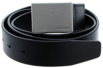Calvin Klein Herren FORMAL PLAQUE BELT 3.5CM Gürtel,, per pack Schwarz (BLACK 001), 85|#85|#673 (Herstellergröße: 85)