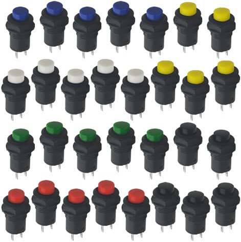 WMYCONGCONG Lot de 30 Interrupteur à bouton-poussoir à verrouillage automatique12 mm AC 250 V/1,5 A 125 V/3 A