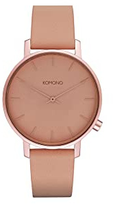 KOMONO Harlow Monochrome Blush Japanische Analoge Quarzuhr für Damen mit Lederarmband