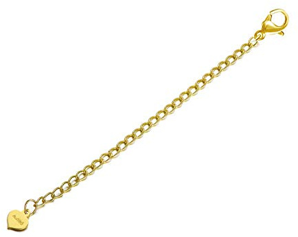 SISGEM Solid 14K Gold Chain Necklace Extenders with Heart, 3 Inch Chain Extender Removable Adjustable Extension for Necklace Anklet Bracelet Extension Chains with Lobster Clasps