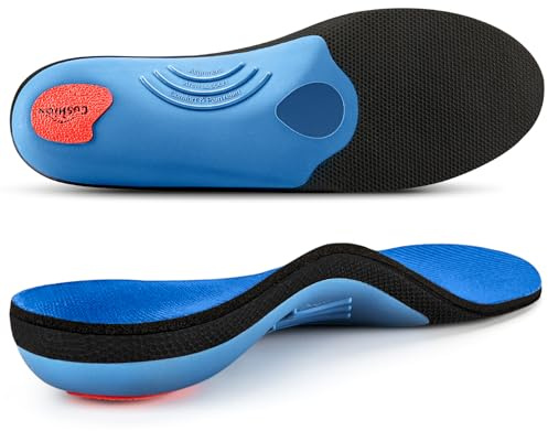 PCSole High Arch Support Läderskoinsatser, tunna ortotiska komfort sulor för platta fötter, Plantar fasciit, fotvärk, både män och kvinnor