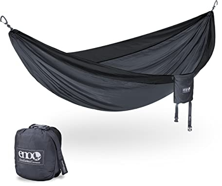 ENO DoubleNest Hammock - Lightweight, Portable, 1 to 2 Person Hammock - for Camping, Hiking, Backpacking, Travel, a Festival, or The Beach - Charcoal/Black