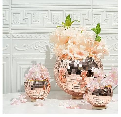 Disco Ball Pflanzgefäße 20.3 cm + 10.2 cm Boho Dekor Blumentöpfe für Indoor Outdoor Pflanzen hängende Spiegelkugel zu Hause, tolle Dekoration Geschenk mit extra langer Drehhakenkette, 3 Kugeln Set