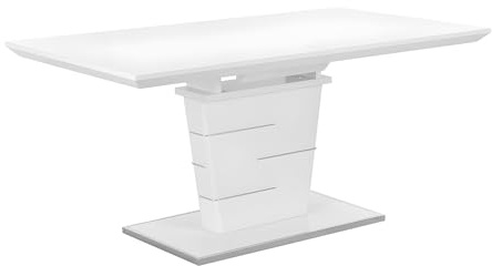 Vente-unique - Table à Manger Extensible AMELLE - 6 à 8 Personnes - MDF Laqué Blanc