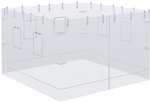 Outsunny 4 Paredes Laterales para Carpa 300x195 cm Mosquitera para Cenador con 6 Ventanas Enrollable Puerta con Cremallera y Bolsa de Transporte Adecuado para Carpa de 3x3 m Blanco