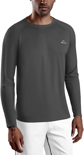 WILLIT Camiseta UV para hombre, manga larga, para natación, surf, pesca, senderismo, transpirable, secado rápido, protección solar, gris oscuro, M