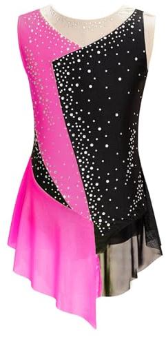 Kaerm Body da Pattinaggio Artistico Bambina Leotard da Balletto Senza Maniche Tuta Vestito da Danza Moderna Latino Ragazze Vestiti da Ballerina Abiti da Ballo Ballet