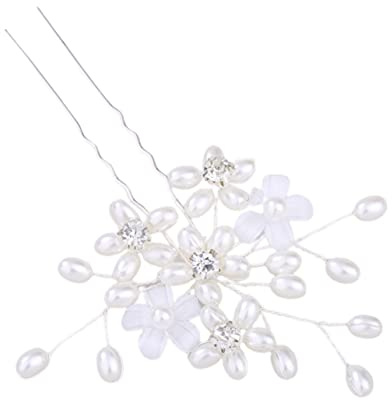 Ipetboom Accesorio para El Cabello de Novia con Flores Adornadas a Mano Horquilla para El Cabello en Forma de U Horquilla para El Cabello con Diseño de Flores de Boda de Alambre de Cobre o Plata