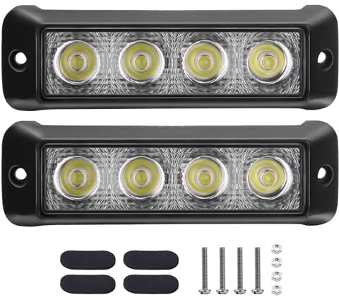 Chelhead 2 strisce LED bianche da 14 cm, strette, 12 W, luci di marcia da incasso, 6000 K, super luminose, compatibili con fuoristrada 12 V/24 V, SUV, ATV, trazione integrale, auto, camion, golf car