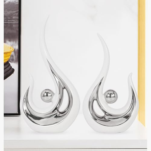 JXCBXJ Estatua de Cerámica, 2 Piezas Escultura Modernos, Estatua de cerámica de Arte Abstracto Moderno, para Comedor, Sala de Estar, Oficina, Soporte de TV, Centro de Mesa