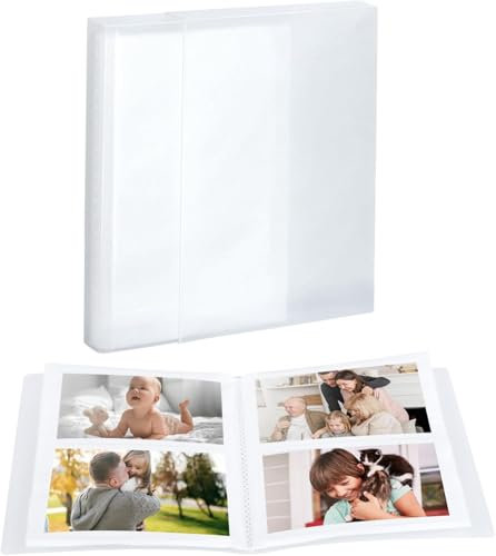 Album photo à pochettes transparent avec 40 pages - Petit album photo à insérer - Avec pochettes en film plastique - Peut contenir 80 photos au format 10 x 15 cm - Album photo à insérer
