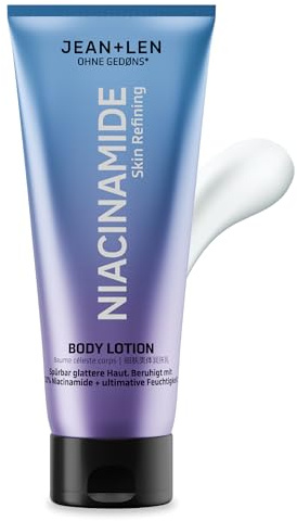 Jean & Len Loción Corporal Niacinamida, con 10% de niacinamida y vitamina E, afina la textura de la piel, refuerza la barrera cutánea, reduce las arrugas y los poros, sin siliconas, vegano, 200 ml