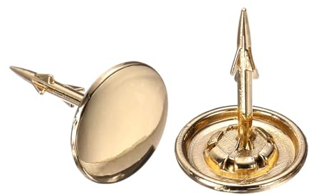 sourcing map 50 clavos de tapicería, tachuelas de tapicería de 15 x 21 mm, tachuelas decorativas de cabeza redonda con púas para sofás, camas, proyectos de bricolaje, color dorado
