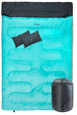 TETON Sports Unisex – Erwachsene Doppelschlafsack, Blaugrün/EIN Hauch von Paradies (Trace of Paradise), Mammoth 40F