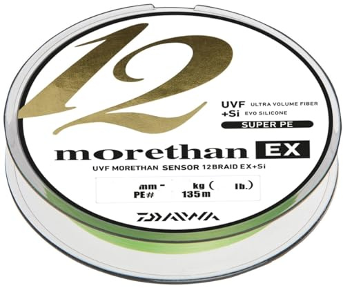 DAIWA Morethan 12 Braid EX+SI, Vert Citron, Fil de Pêche, Ligne Tressée Ronde