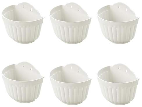 ORIMERC Confezione da 6 vasi da parete da 25cm, verticali da giardino, soggiorno, finestra, per interni, esterni, piante, per cucina, erbe,balcone,ringhiera, recinzione, traliccio, decorazione bianco