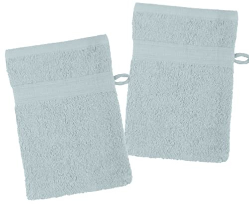 Stof - Set di 2 guanti da bagno - Dimensioni 15 x 21 cm - 100% cotone biologico - Colore cielo - Modello Laguna - Biancheria da bagno - Morbido e di buona qualità - Certificato Oeko Tex