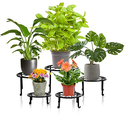 Tosnail 5 Pack Metal Plant Stands for Indoor and Outdoor Planters, Flower Pots, Beverage Dispenser, Pumpkin Short Holder Stand for Floor and Tabletop Decoration - Assorted 5 Sizes