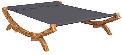 Festnight Hängematte Saunaliegen Kippliegen Doppelliege Outdoor 2 Personen Gartenliege Holz Liegeinsel Outdoor Terrassenliege Sonnenliege Kippliege 165x188,5x46 cm Bugholz Massiv Anthrazit