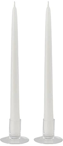 Magie di Natale Candela classica a stelo laccata bianco decorazione per interno 30 X 2,2 cm