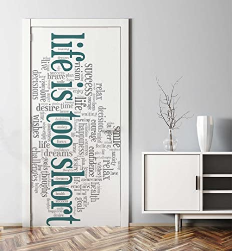 MyMaxxi - Tür bekleben mit Türtapete Türposter Türfolie Selbstklebend 90x200 Leben ist zu kurz - Tür verschönern Türaufkleber Türklebefolie Sprüche Weisheiten blau grau