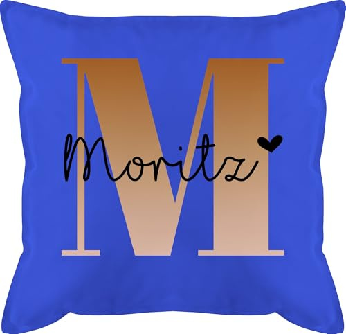 Kissen 50x50 - Initialen - Name und Buchstabe I Geschenk Anfangsbuchstabe - 50 x 50 cm - Blau - personalisiertes Buchstaben namenskissen personalisierte m männerkissen Bedrucken Lassen
