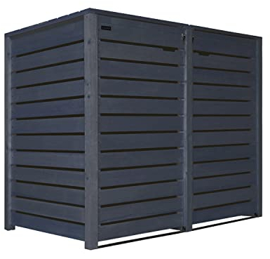 Mülltonnenbox 240L Mülltonnenverkleidung Mülltonnecontainer Holz vorimprägniert in anthrazit mit Rückwand Mod.HH (2 Tonnen)