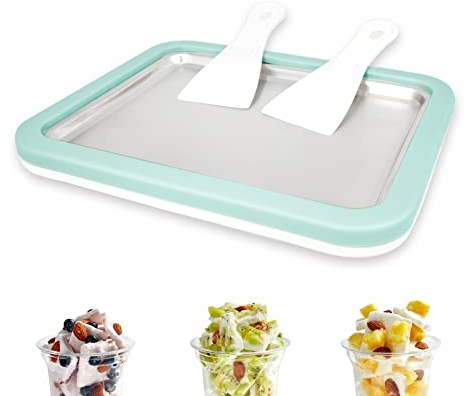climafusion Eisplatte Eis Rolls zum Eis Machen DIY, Ice Cream Machine rolls maker mit 2 Spateln, Gelato Rollmaschine für Kinder Familie Grün
