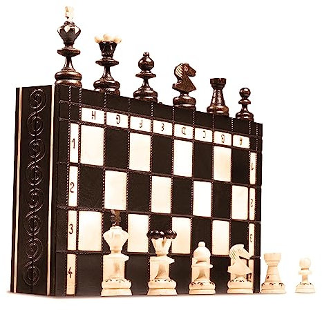 PINEEA Schachbrett Holz Hochwertig 35x35 cm - Schachspiel Klappbar - Handgemachtes Schach Brett und Figuren - Chess Board Set - Schachfiguren Groß für Kinder und Erwachsene - Schachset Spiel