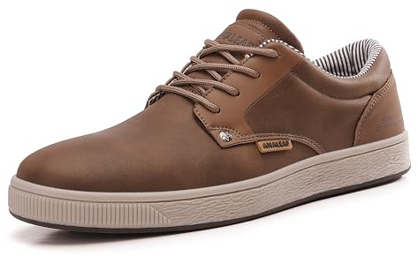 ANALEAF Mens Casual Oxfords Fashion Sneakers Soft Comfortable Lace-Up Dress Shoes Brown