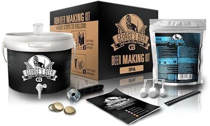 Beer & Wine - Kit Fermentazione George's Beer 5l - Birra Artigianale Fatta in Casa - Kit Malto Fermentazione - Kit per Produzione di Birra - Idea Regalo (Kit con Malto IPA)
